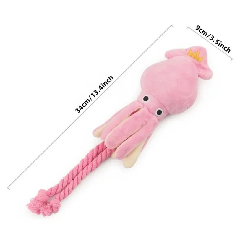 Pink Squid Puppy Chew Rope Plush Toy