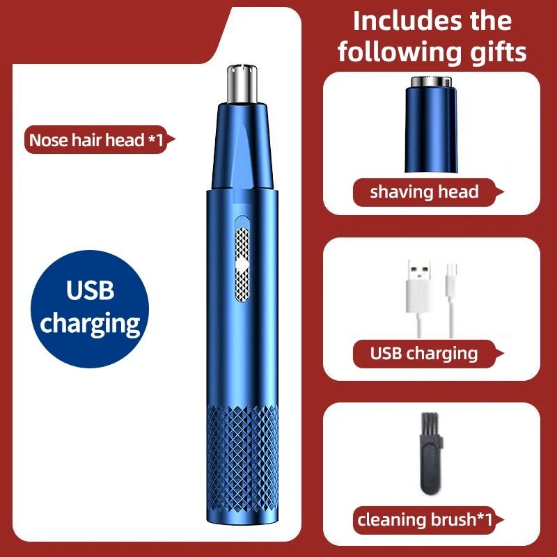 Rechargeable Nose Hair Trimmer With Dual-Use Design And Washable Blades