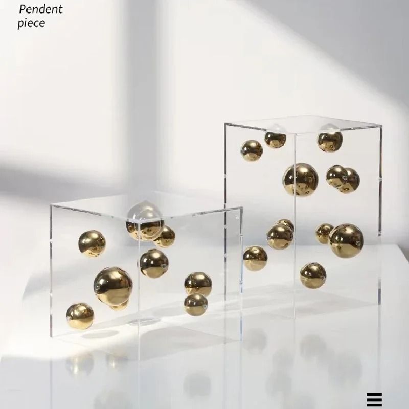 Geometric Sphere Acrylic Box | Metal Orbital Art Sculpture | Executive Desktop & Modern Home Sanctuary Decor