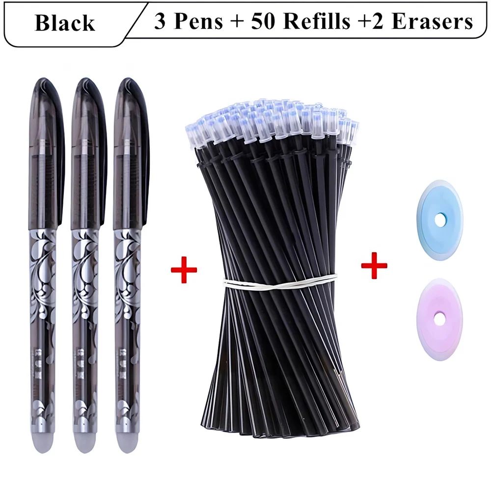 SmoothWrite 0.5mm Erasable Gel Pen Set with 50 Refills and Dual Erasers
