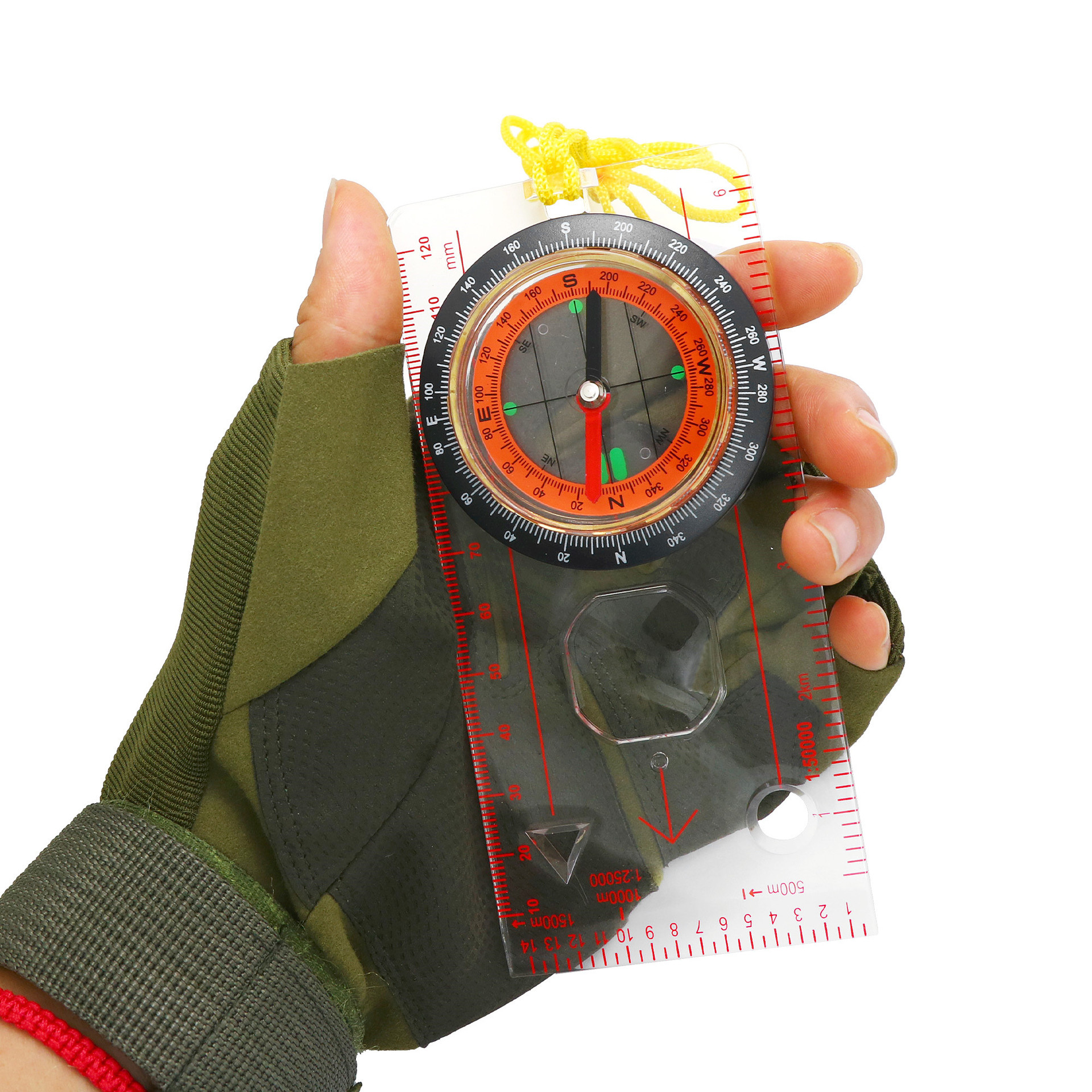 Portable Navigation Compass Ruler Multifunction Map Tool for Hiking Camping Survival