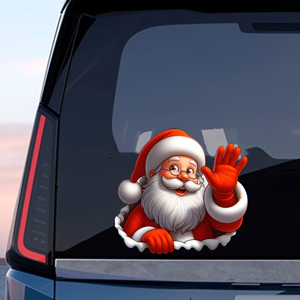Santa Claus waving sticker, self-adhesive decorative Christmas vinyl for car and window