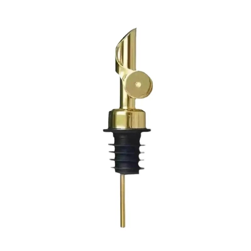 Self-Closing Olive Oil Pour Spout with Leak-Proof Rubber Stopper, Stainless Steel Bottle Pourer