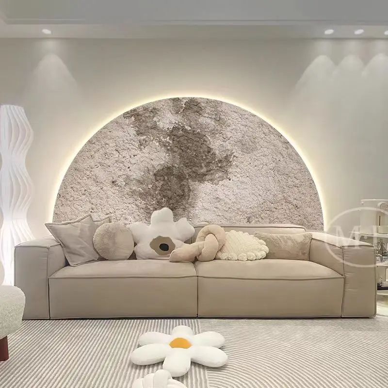 Creative Minimalist Remote Control Dimming Wall Painting Lamp, LED Moon Painting Wall Lights Living Room Decor