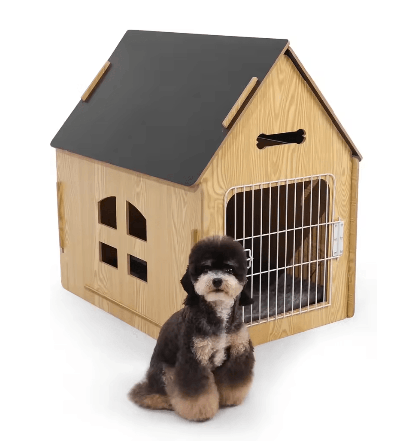 CozyWood Indoor Dog House Wooden Pet Bed for Small Dogs and Cats