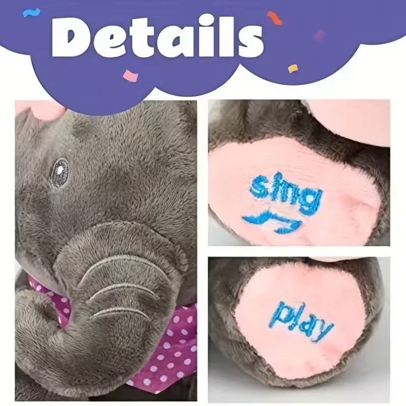 Interactive Singing Plush Elephant Toy with Moving Ears