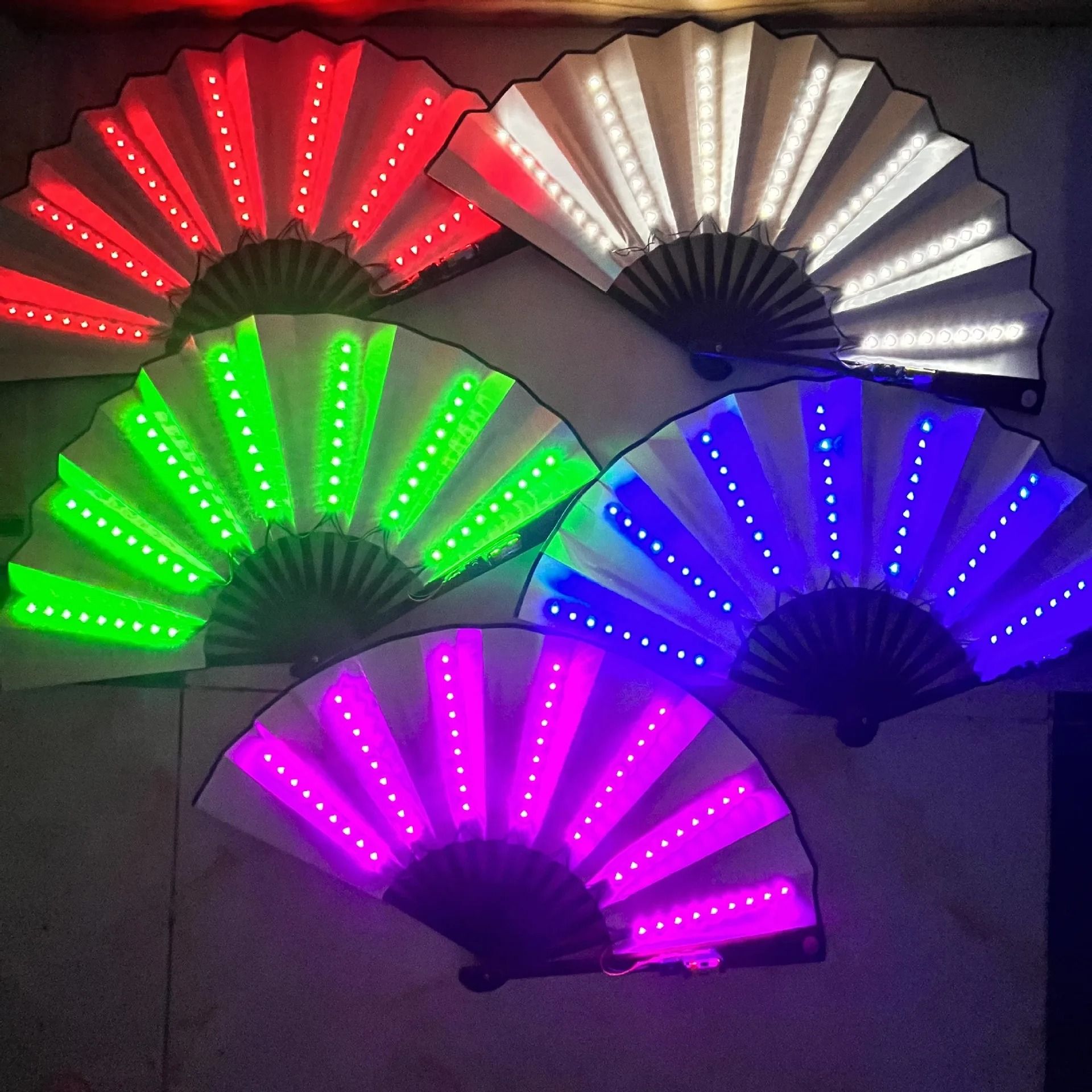 Glow Folding LED Fan for Festivals and Night Shows
