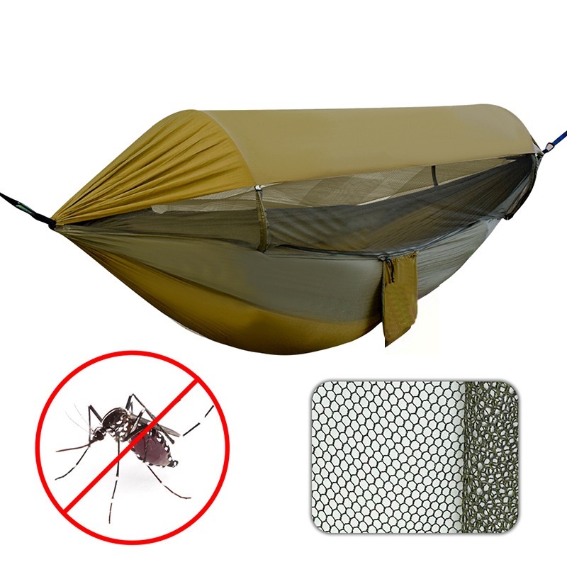 Quick Release Double Camping Hammock with Mosquito Net and Rain Fly