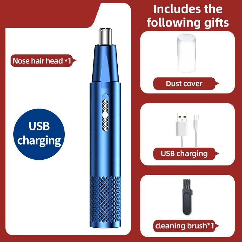 Rechargeable Nose Hair Trimmer With Dual-Use Design And Washable Blades