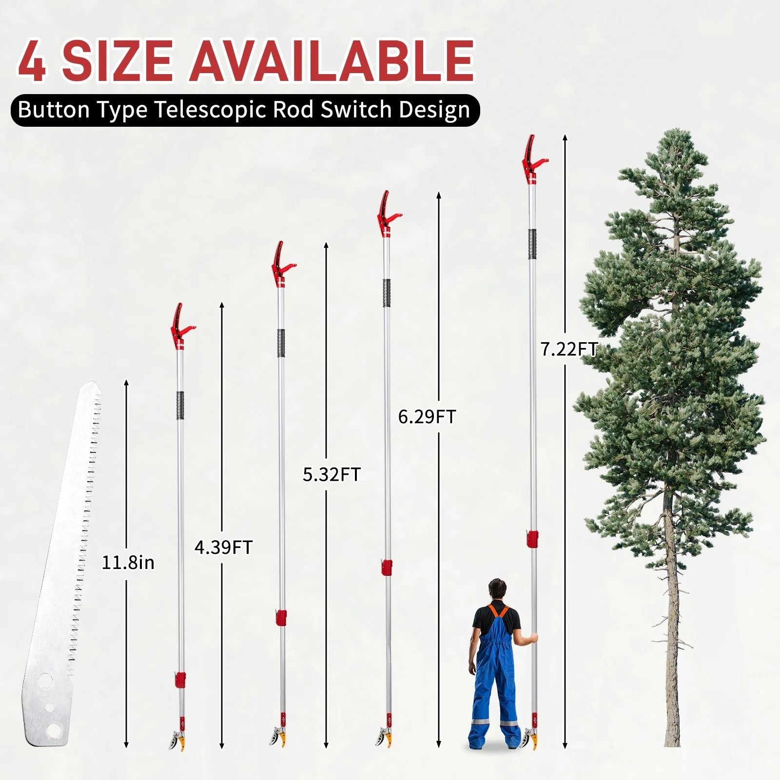 Telescopic Pole Pruner & Fruit Picker, Tree Branch Cutter, Adjustable & Lightweight