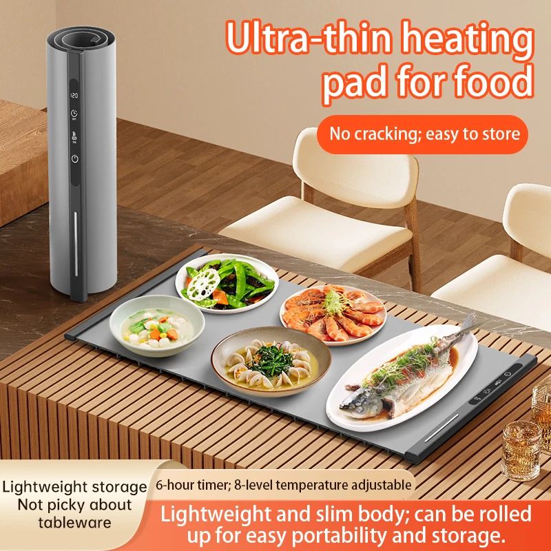 Flexible Silicone Food Warmer Mat Foldable Electric Warming Tray – Constant-Heat Food Warming Board