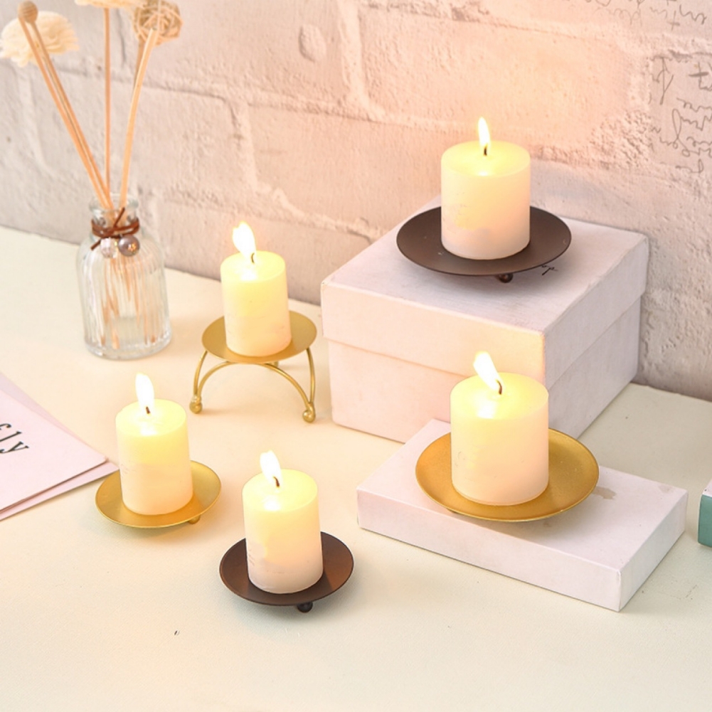Decorative Iron Plate Pillar Candle Holder for Wedding Party Gift Home Decor