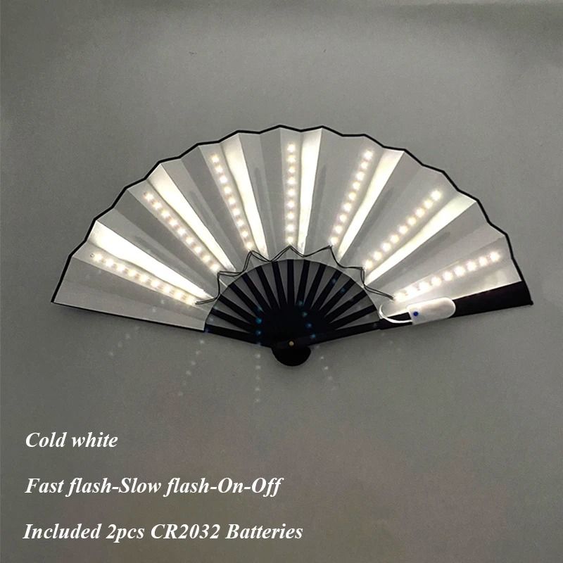 LED Folding Fan Light Up Hand Fan Glowing Party Festival Fan