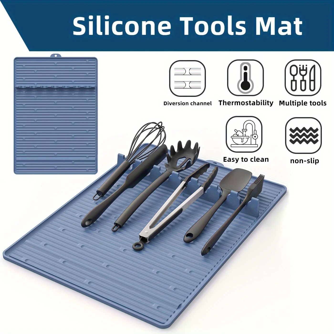 Silicone Grill Mat with Utensil Holder