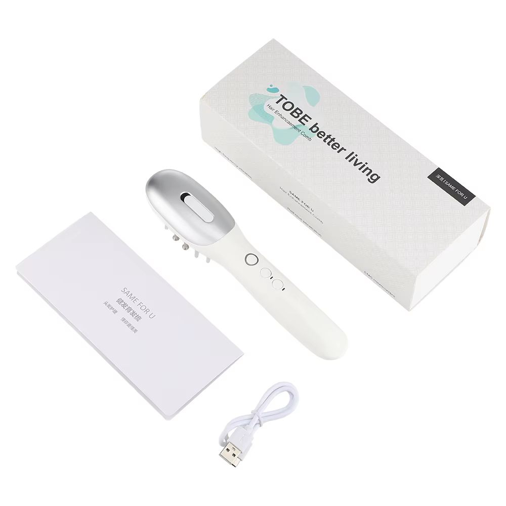 3-in-1 EMS Hair Growth Comb with Red & Blue Light Therapy - Scalp Massager and Hair Oil Dispenser for Anti Hair Loss