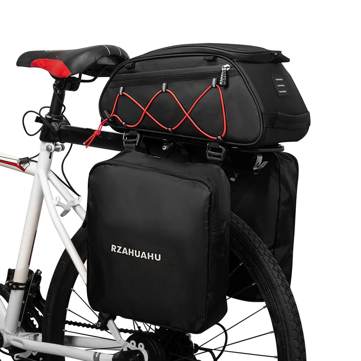 3 in 1 Waterproof Bike Rack Trunk Bag Rear Seat Cooler Bag With Side Hanging Bags