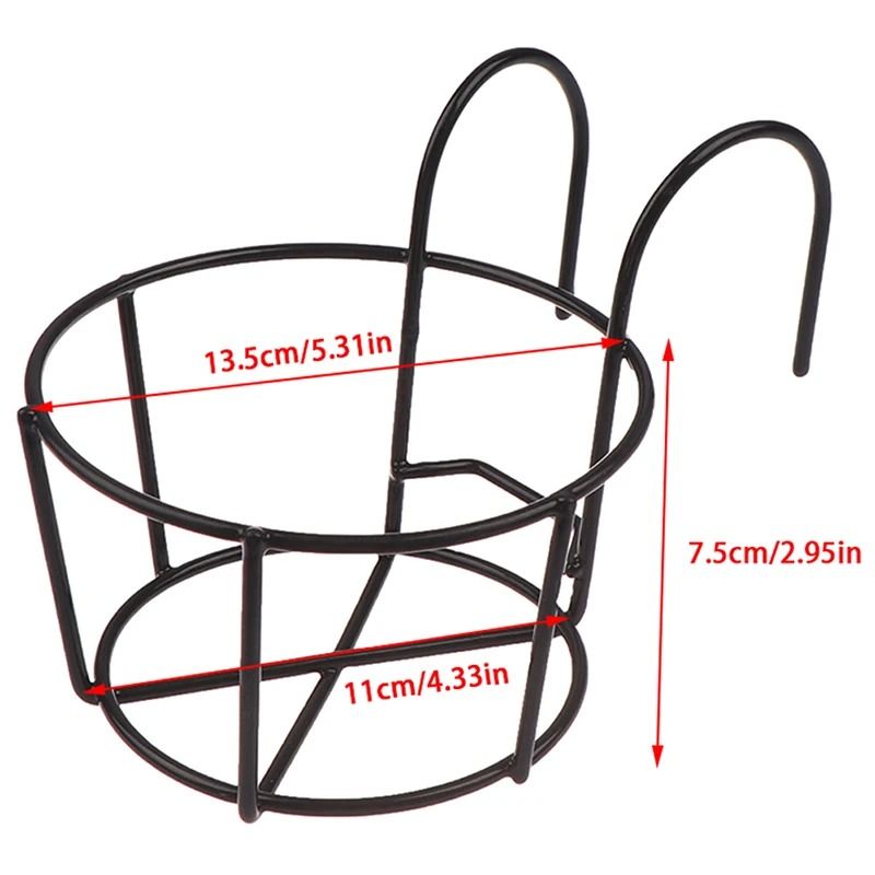 Iron Hanging Plant Holder Balcony Flower Pot Rack Railing Garden Plant Stand