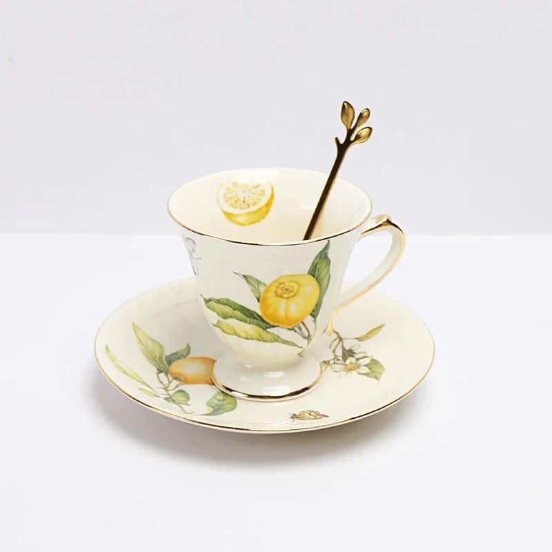 European Style Lemon Pattern Ceramic Dining Set – Elegant Dinner, Steak & Dessert Plates