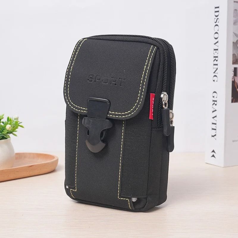 PU Leather Mens Belt Bag Travel Waist Pack with Phone Pouch