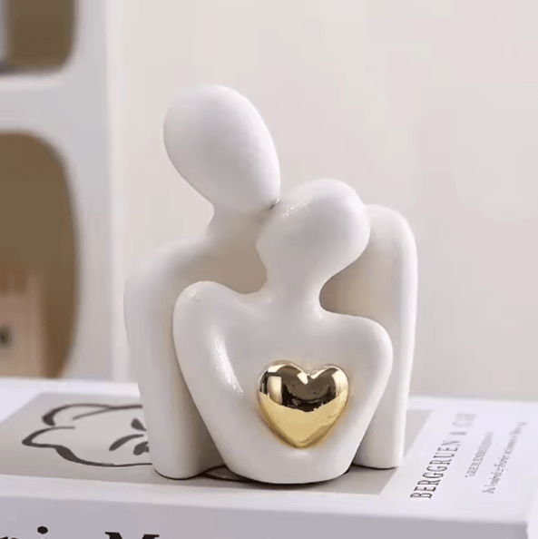 Romantic Couple Embrace Statue Love Figurine Decorative Ornament for Bedroom Home and Valentines Gift