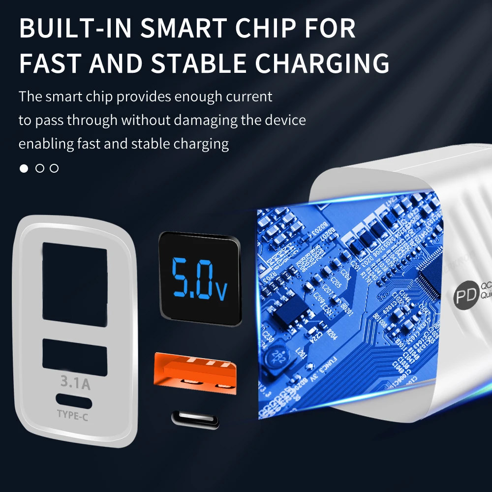 USB C Charger Quick Charge PD Fast Charging Phone Adapter Wall Charger