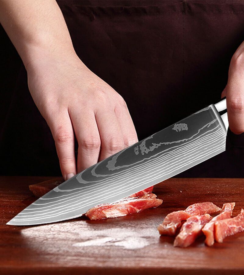 Premium Japanese Style Damascus Steel Chef Knives Set of 6 with Case