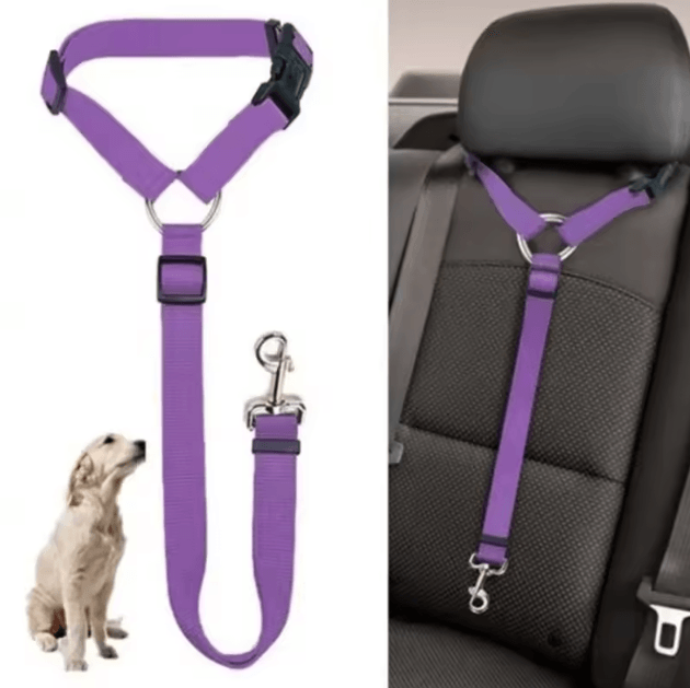 Adjustable 2-in-1 Pet Car Seat Belt & Leash – Nylon Safety Harness Strap for Dogs & Cats