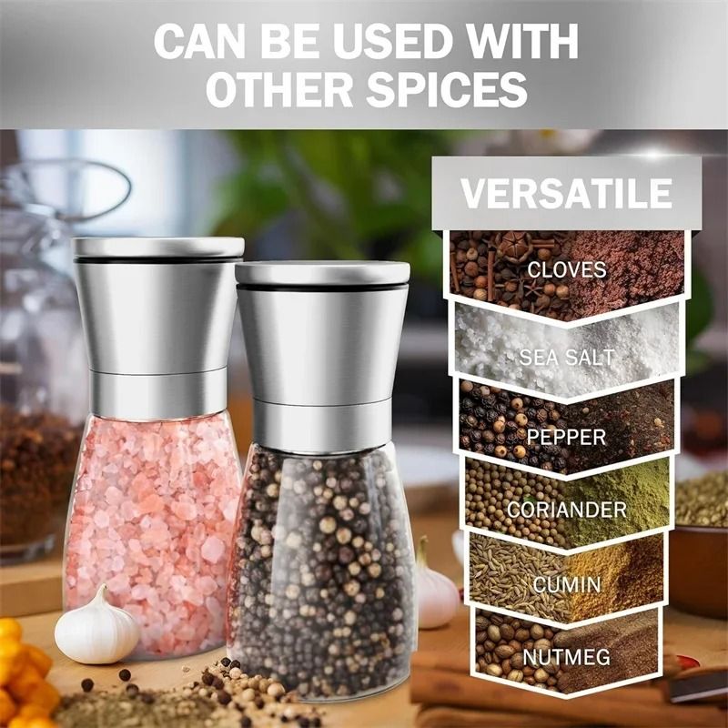 Stainless Steel Manual Salt and Pepper Grinder Set