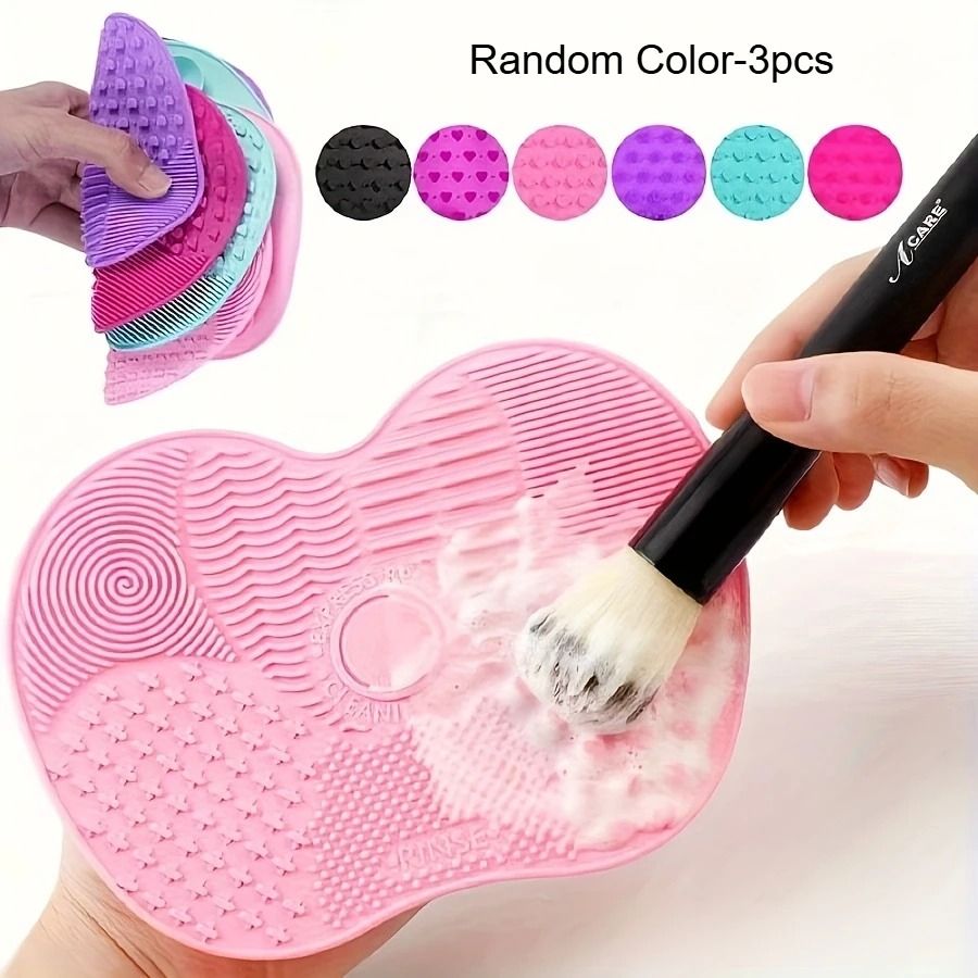 3pcs Silicone Apple-Shaped Makeup Brush Cleaner Pad