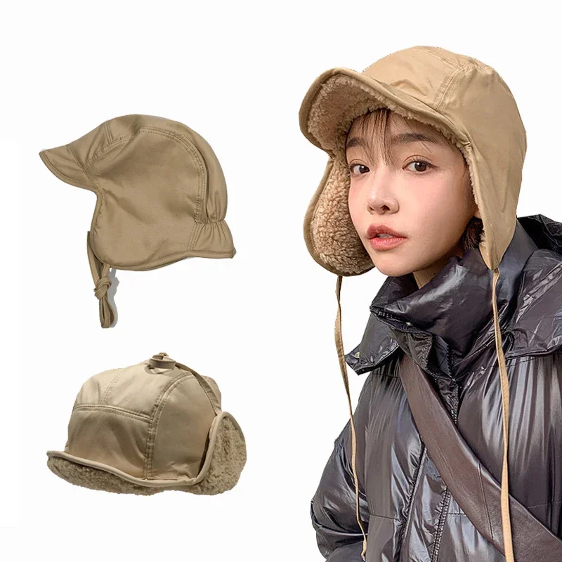 Winter Outdoor Cycling Hat, Fashion Fleece Bomber Cap for Men and Women, Cold-proof Ear Protection