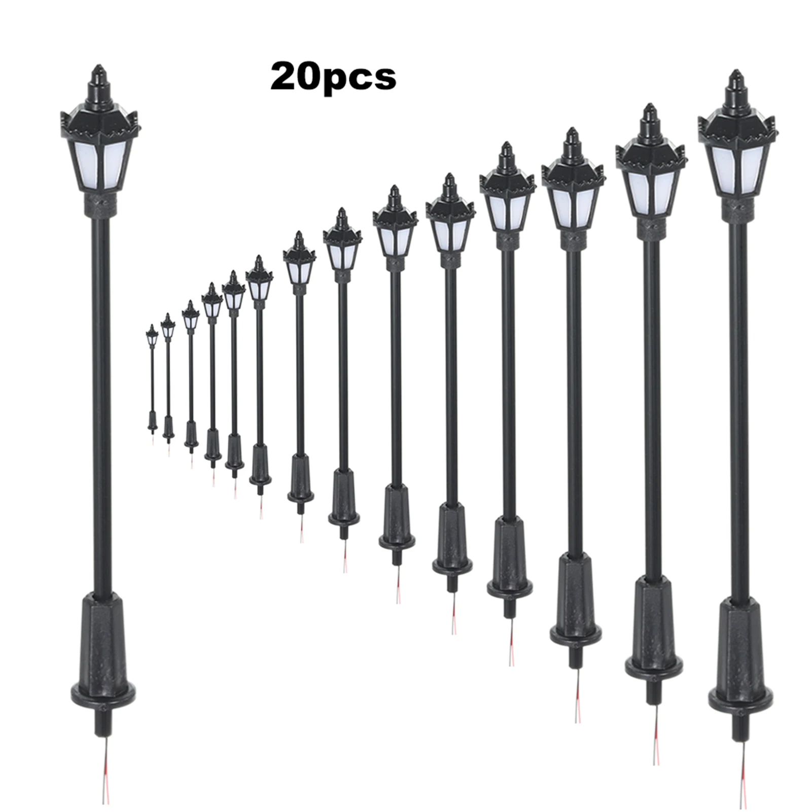 Warm White LED Model Street Lights, Scale Lampposts for Railway Layouts, Garden, and Playground Scenery