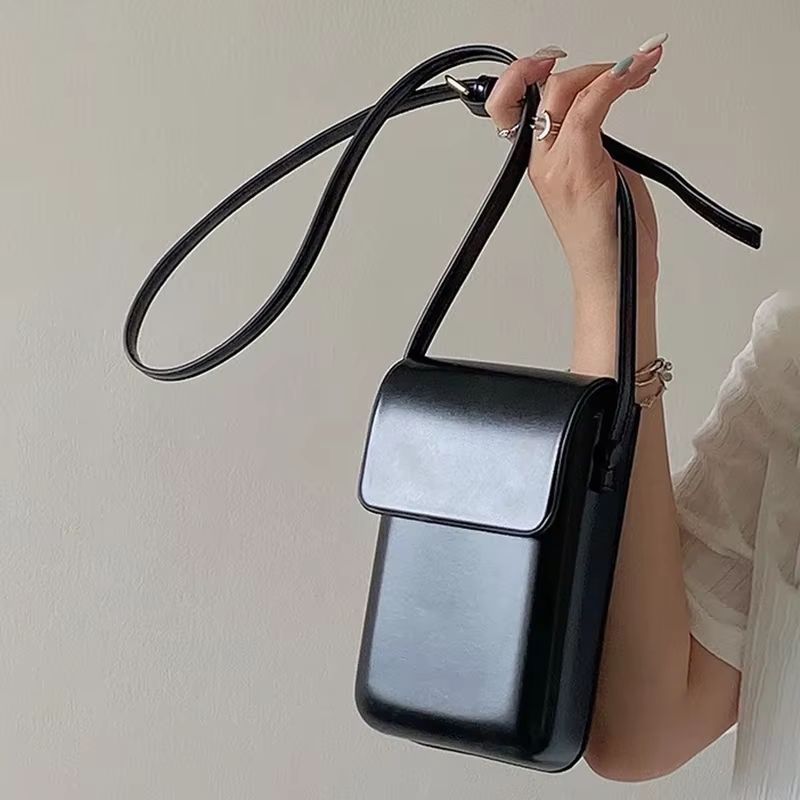 Mini PU Leather Flap Crossbody Bag for Women Simple Solid Everyday Shoulder Purse