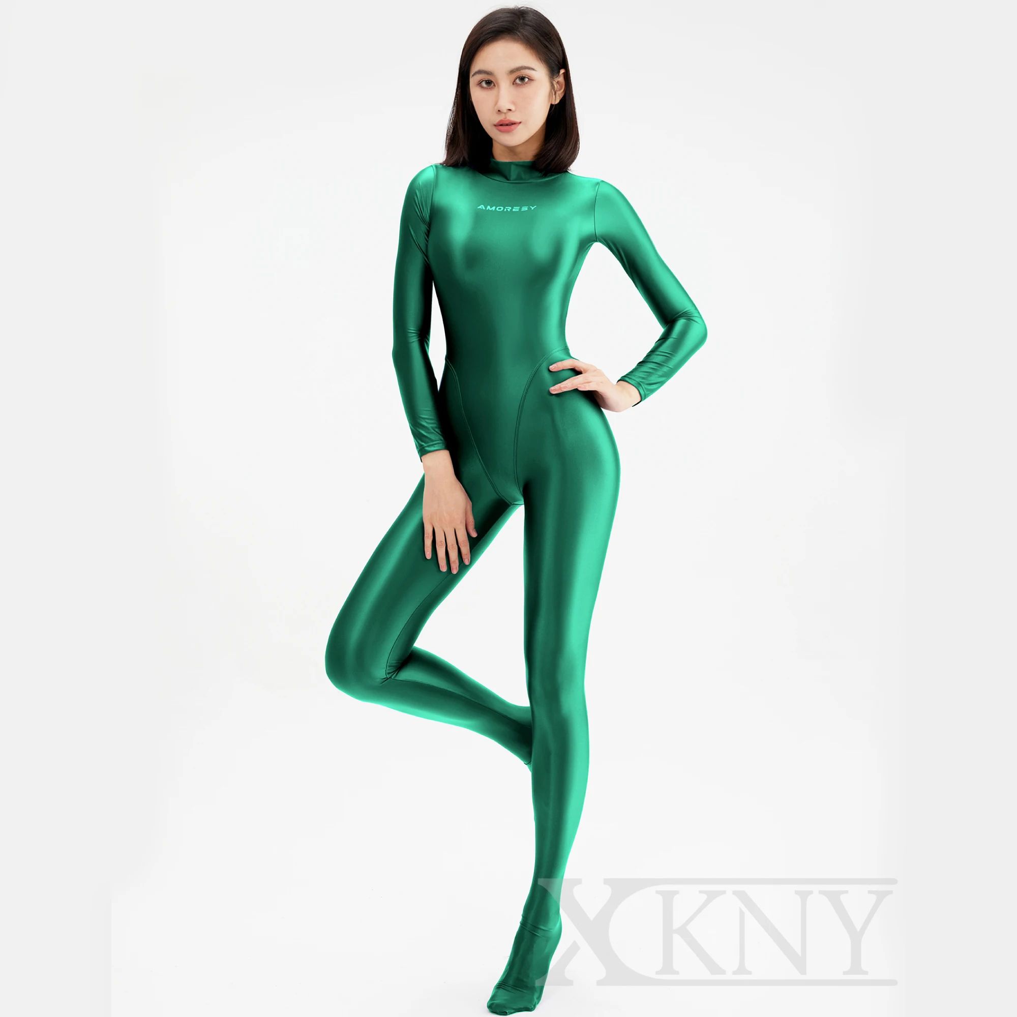 Satin Full Body Yoga Jumpsuit Long Sleeve