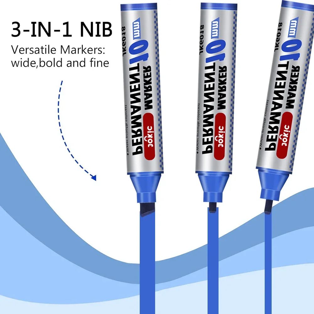Permanent Marker Pen Set – Waterproof Dual Tip Color Markers with Fine & 10mm Broad Nib