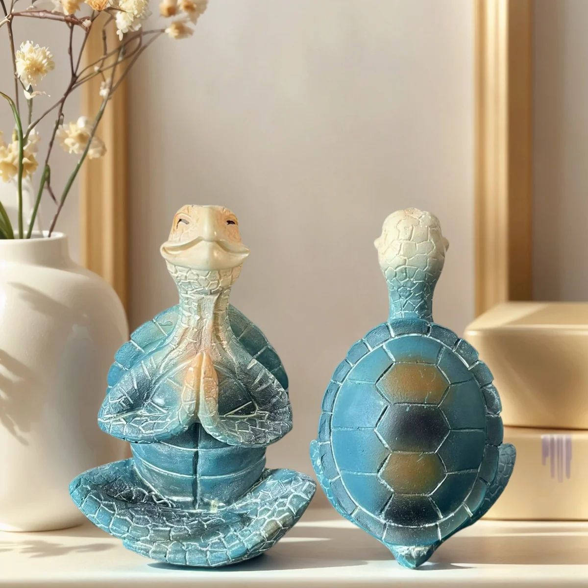 Zen Meditation Turtle Resin Statue – Peaceful Garden & Home Decor Sculpture for Turtle Lovers