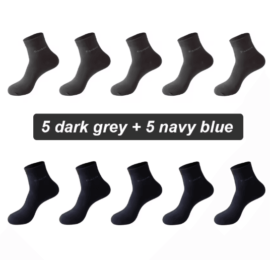 Mens Bamboo Fiber Socks 10 Pair Breathable Antibacterial Casual and Business Set EU 38 46