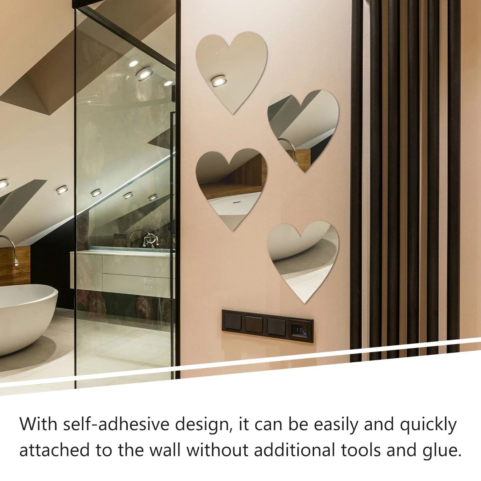 Gemini said Reflective Heart Mosaic Wall Decal Set