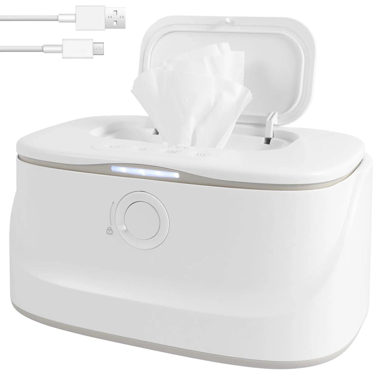 Premium Baby Wipe Warmer & Dispenser with LED Light - Large Capacity baby wipe warmer with adjustable temperature baby w