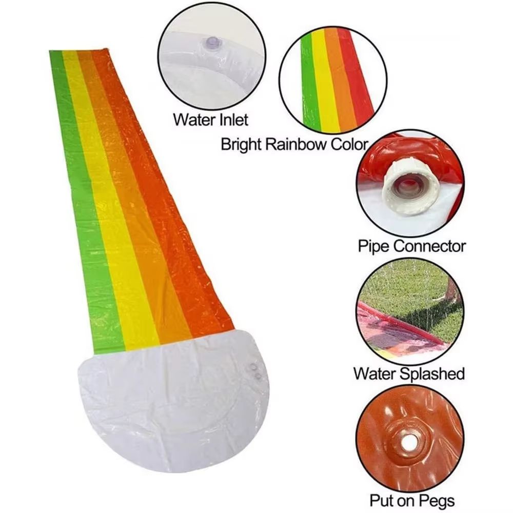 15.7 ft x 2.5 ft Inflatable Backyard Water Slide Mat With Sprinkler Splash Track