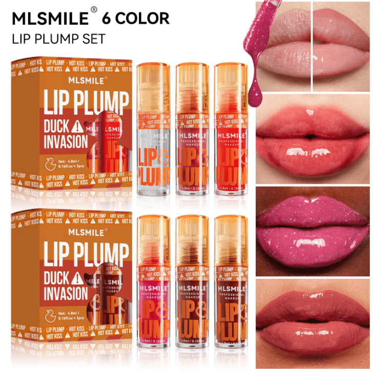 MLSMILE 3pcs Duck Mouth Fruit Fragrance Lip Oil Moisturizing Mirror Gloss Lip Gloss Beep Lip Glaze Set