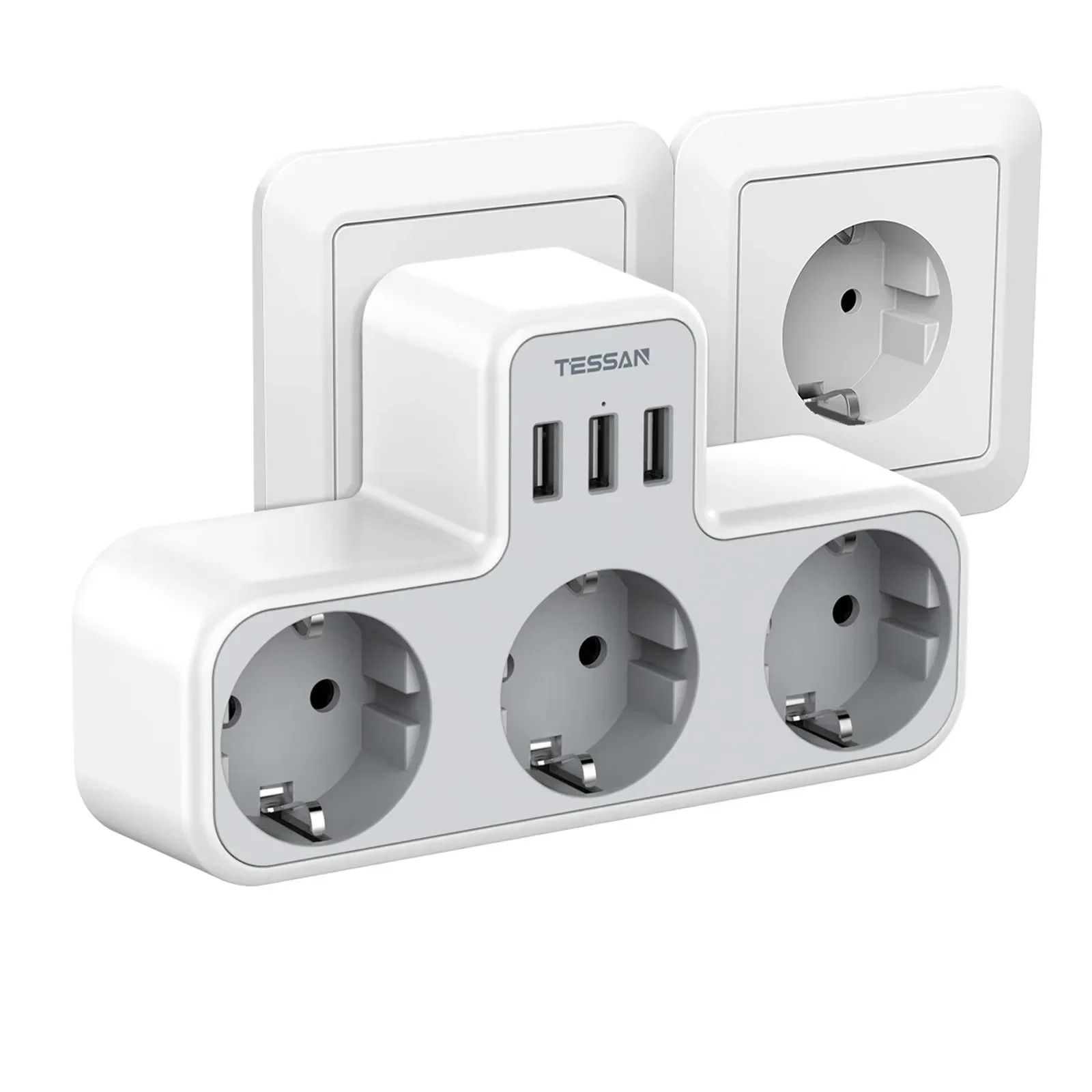 Multi Outlet EU Power Strip with USB Charging and Safety