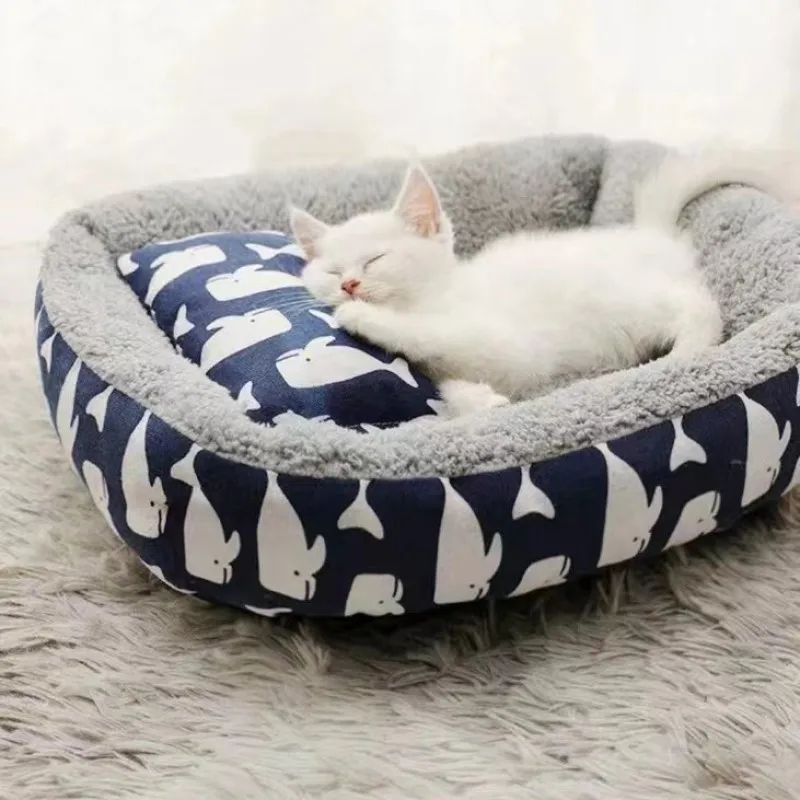 SnuggleNest Plush Lounger – Soft Pet Bed with Pillow, Winter-Warm Cat & Dog Sleeping Mat
