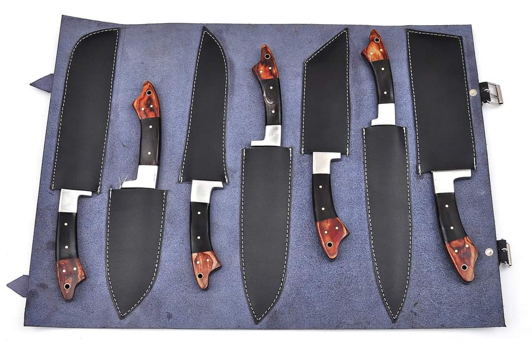Carbon-steel-Chef-knives, Of 7Pieces, Custom Handmade, Handmade Chef knives Set ,Personalized Gift For Mother