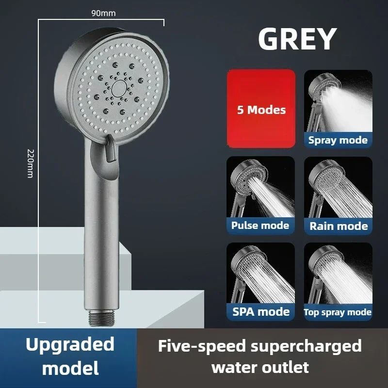 Pressure Boost Shower Head 5 Mode Shower Head Adjustable Massage Shower Nozzle