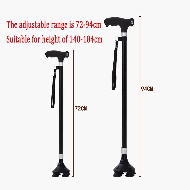 Retractable Non-Slip Aluminum Walking Cane with LED Light