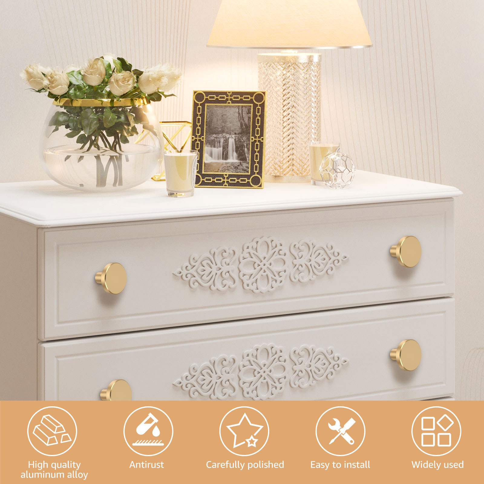 Drawer Knob Set, Aluminium Alloy Cabinet Knobs, Furniture Handle Fitting, Decorative Hardware with Screw driver