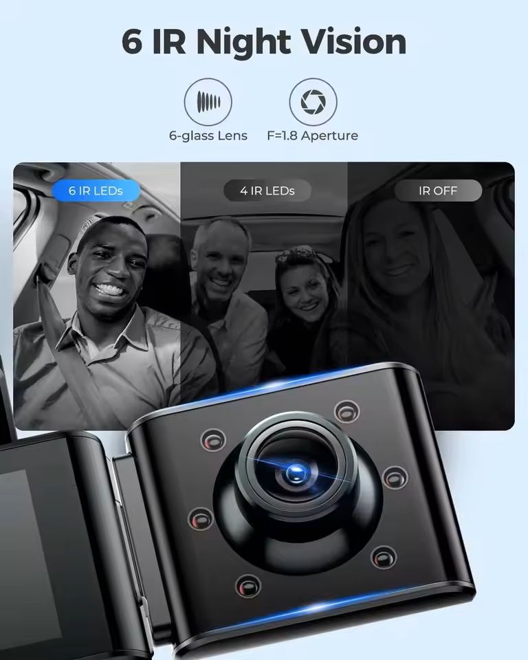 4K Front and Rear Dash Cam with GPS, WiFi, and IR Night Vision