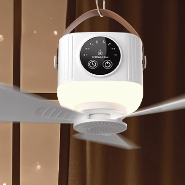 Silent Ceiling Fan Light, LED Light with Fan, Portable Rechargeable LED Lamp, Remote Control for Bedroom, Living Room