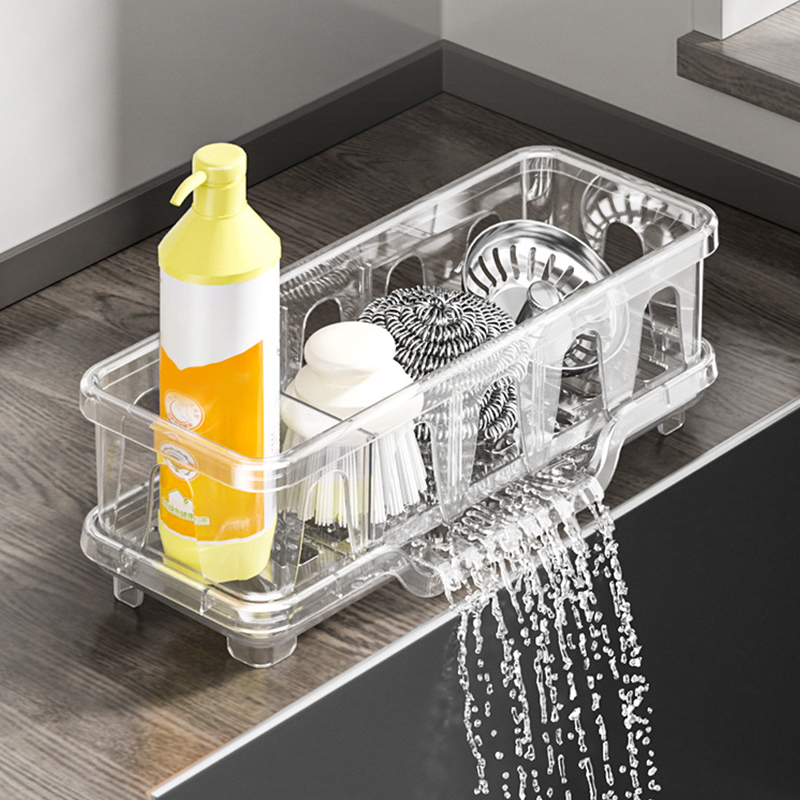 Sink Dish Sponge Holder, Kitchen Organizer Caddy, Storage Rack for Shampoo Soap, Bathroom Drain Shelf