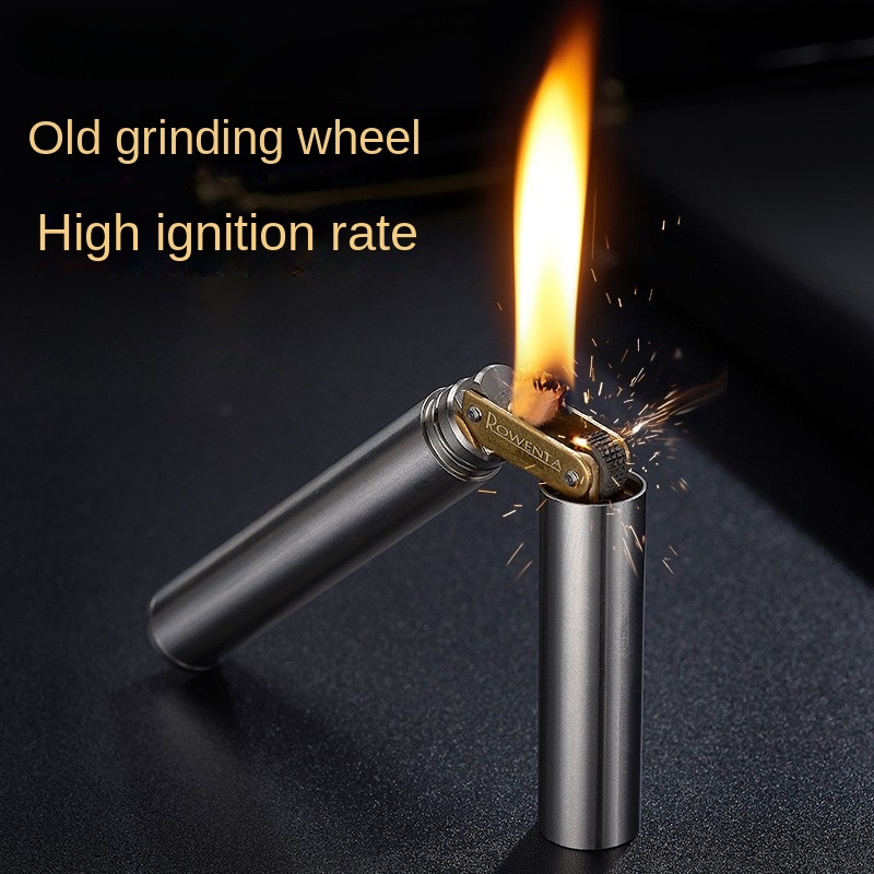 Retro Brass Kerosene Lighter Mini Pocket Flint Lighter for Men